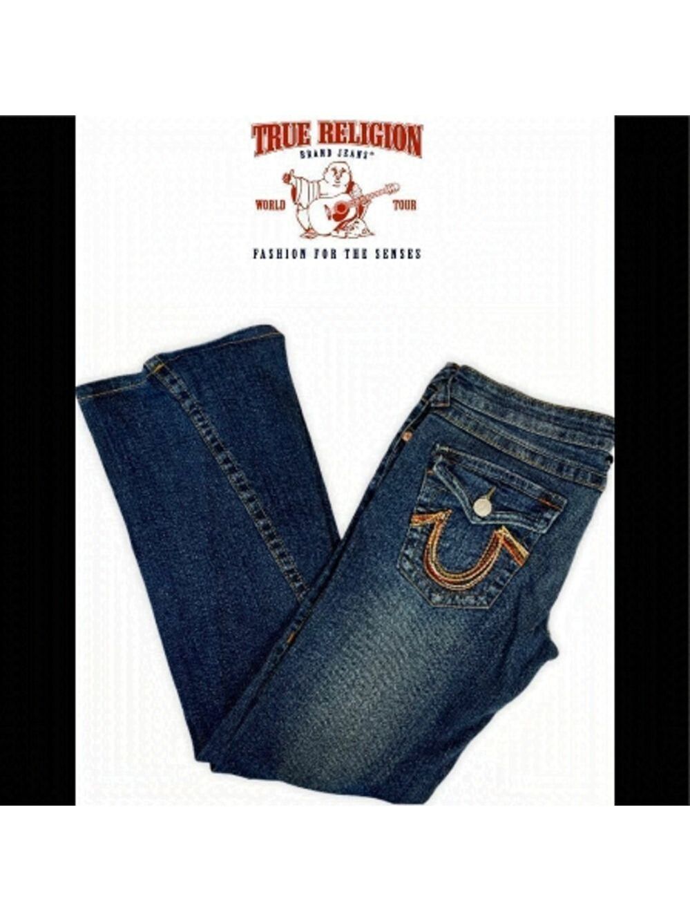 True Religion Medium Wash Julie Trouser/Wide Leg